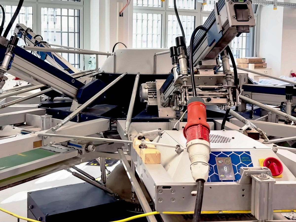 Siebdruck-Karussell in unserer Werkstatt