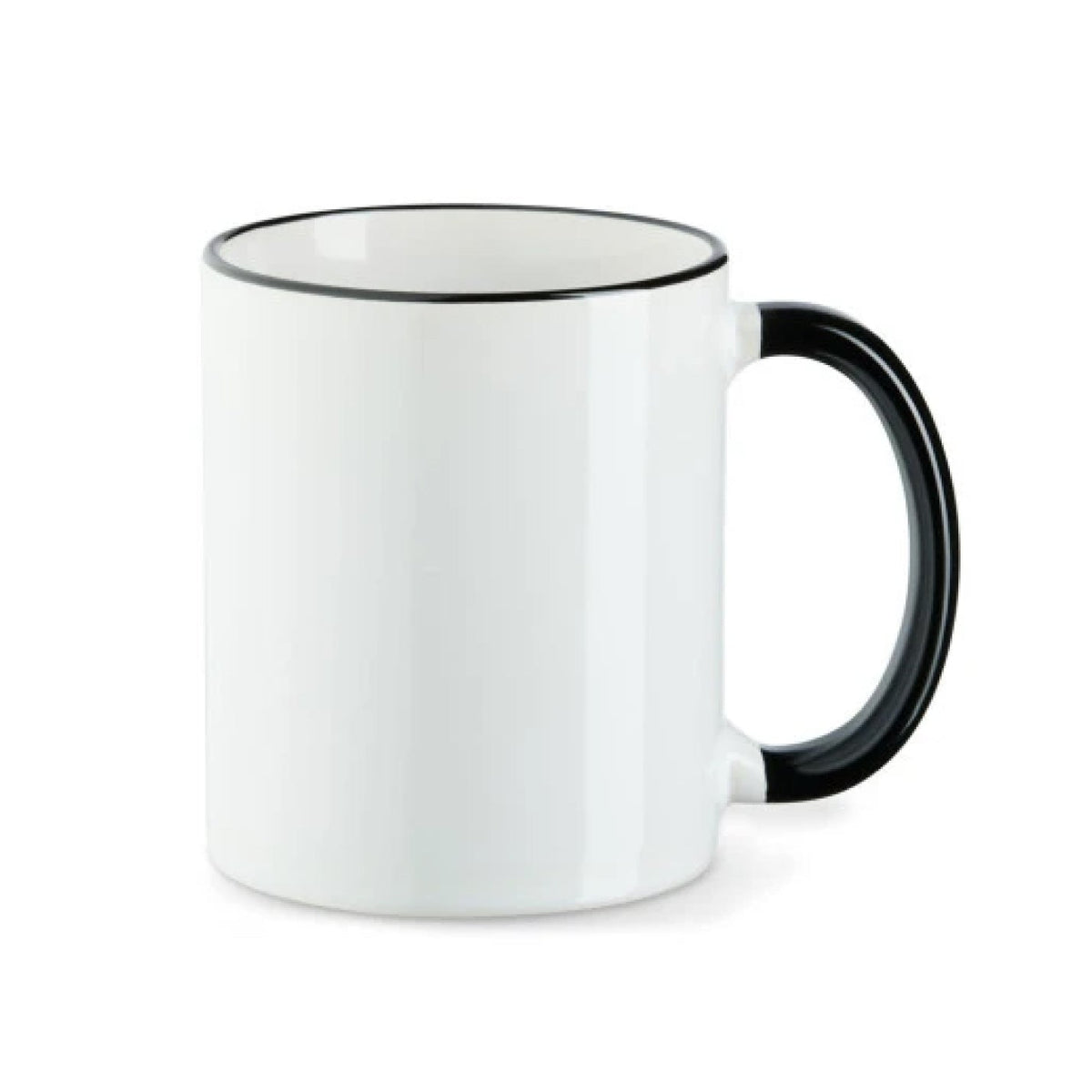 Tasse mit farbigem Rand & Henkel in Schwarz