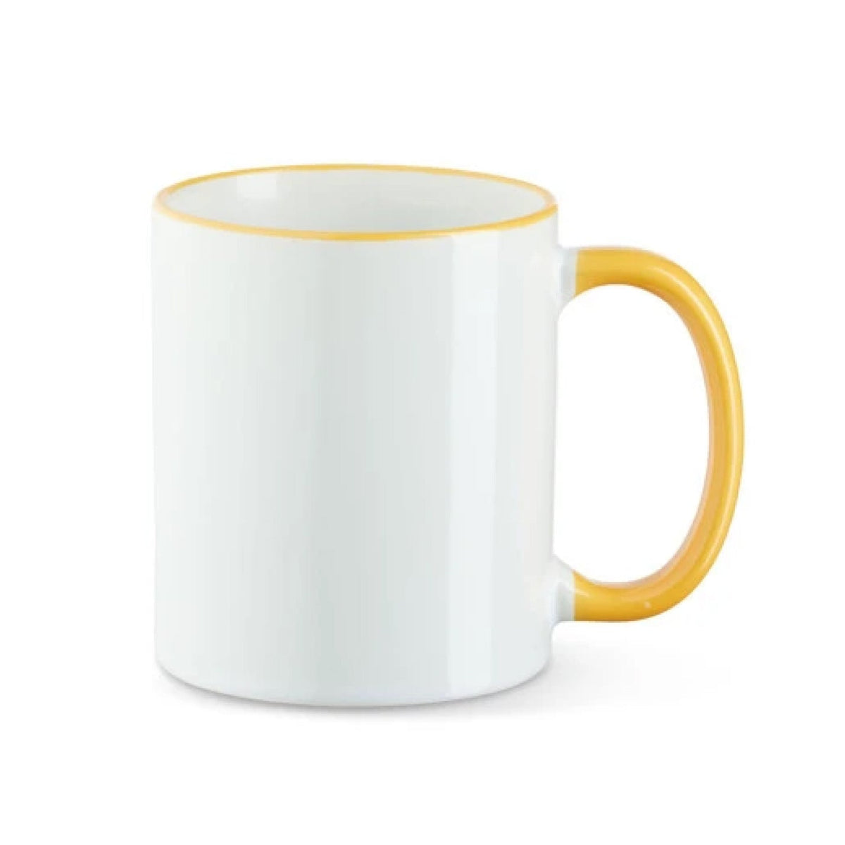 Tasse mit farbigem Rand & Henkel in Goldgelb