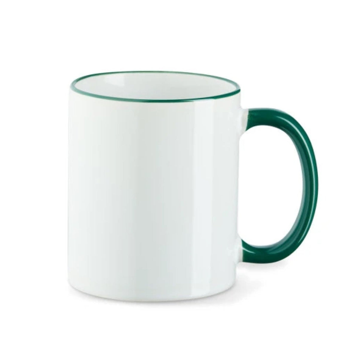 Tasse mit farbigem Rand & Henkel in Grün