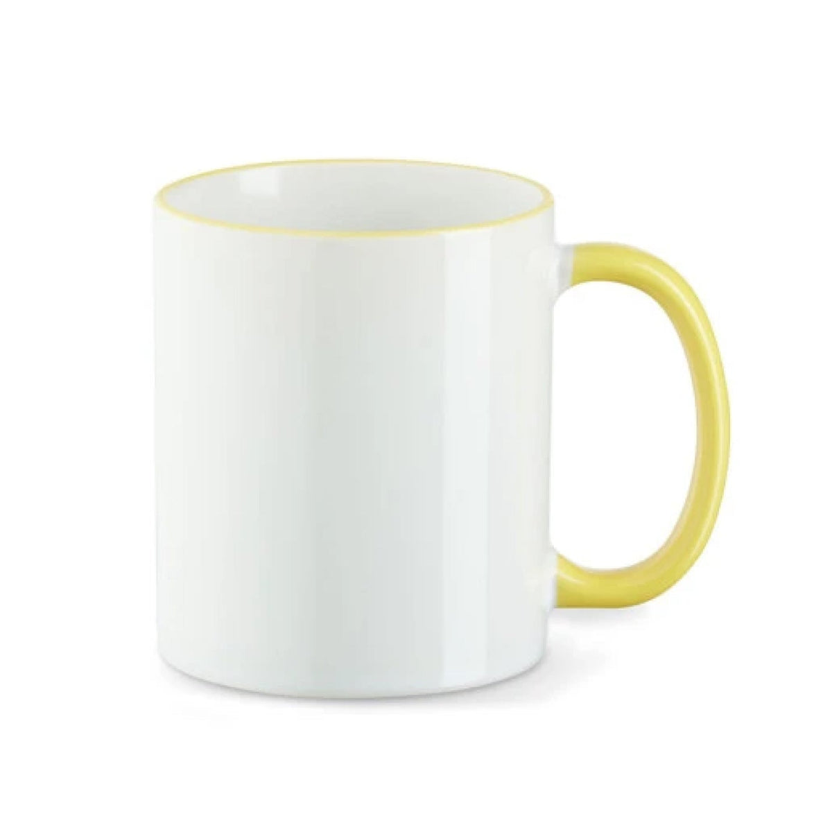 Tasse mit farbigem Rand & Henkel in Hellgelb