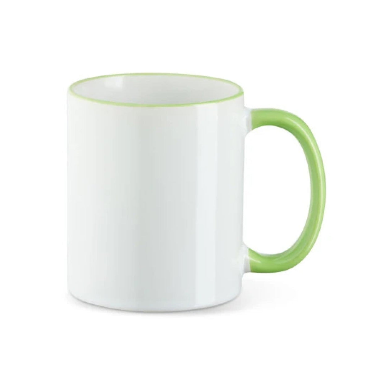 Tasse mit farbigem Rand & Henkel in Hellgrün