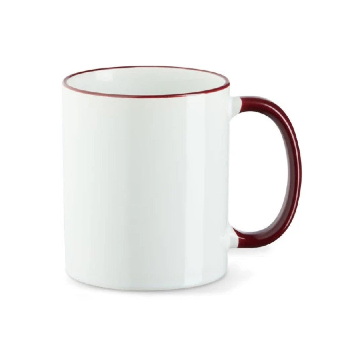 Tasse mit farbigem Rand & Henkel in Maroon